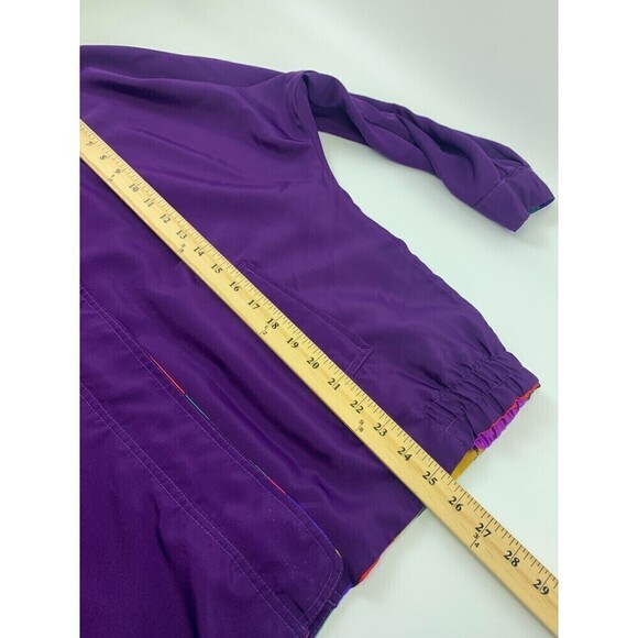 BOGO Monaliza Satin Jacket Vintage Reversible Purple Multi Geo Full Zip Pocket L - Picture 16 of 16